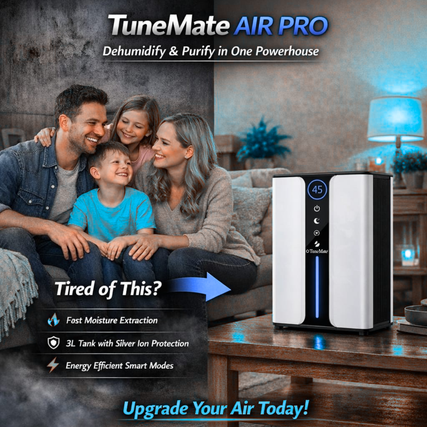 TuneMate® Air Pro 3000mL Dehumidifier & Air Purifier