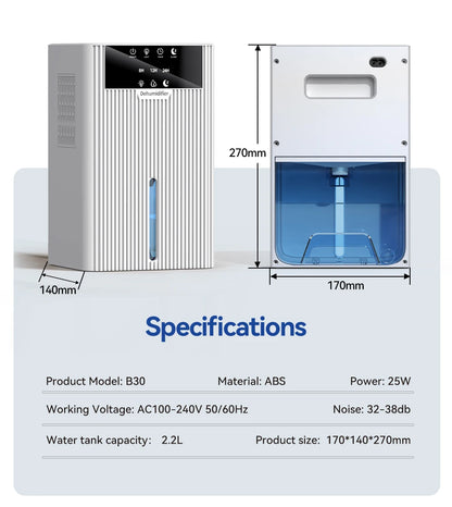 TuneMate DryAir Compact Basement Dehumidifier